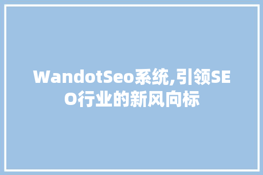WandotSeo系统,引领SEO行业的新风向标