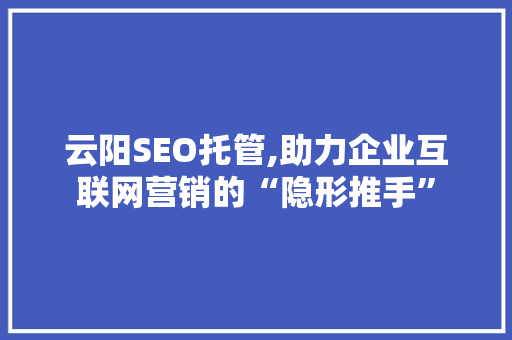 云阳SEO托管,助力企业互联网营销的“隐形推手”