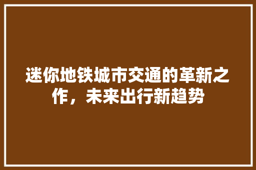 迷你地铁城市交通的革新之作，未来出行新趋势