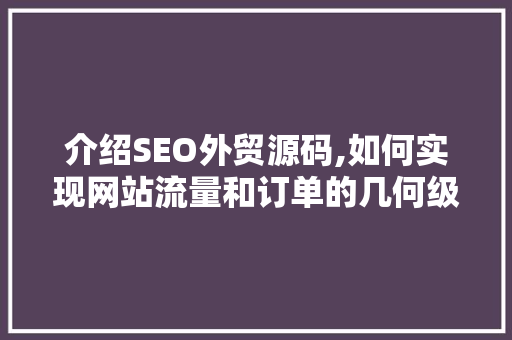 介绍SEO外贸源码,如何实现网站流量和订单的几何级增长