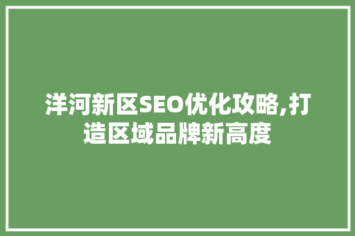 洋河新区SEO优化攻略,打造区域品牌新高度
