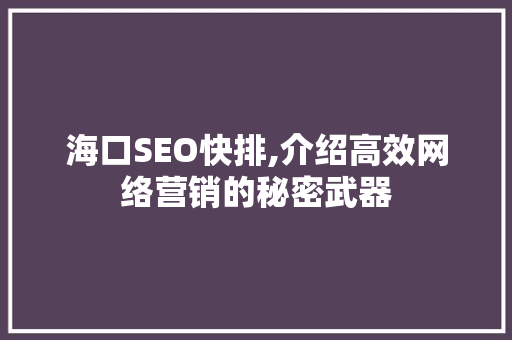 海口SEO快排,介绍高效网络营销的秘密武器  第1张