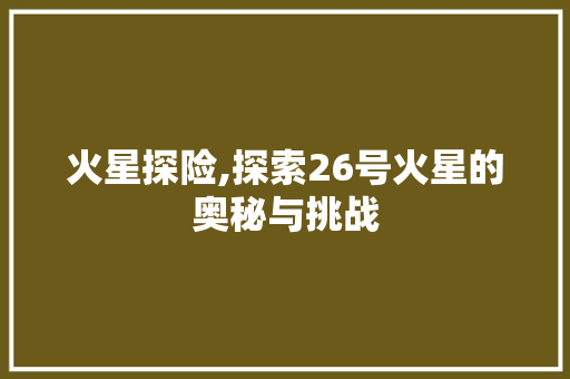 火星探险,探索26号火星的奥秘与挑战