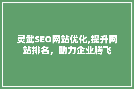 灵武SEO网站优化,提升网站排名，助力企业腾飞