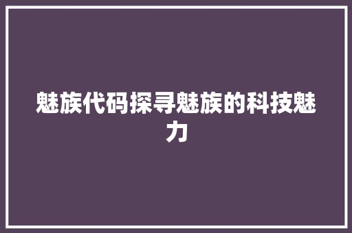 魅族代码探寻魅族的科技魅力