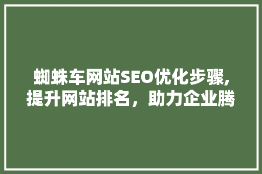 蜘蛛车网站SEO优化步骤,提升网站排名，助力企业腾飞