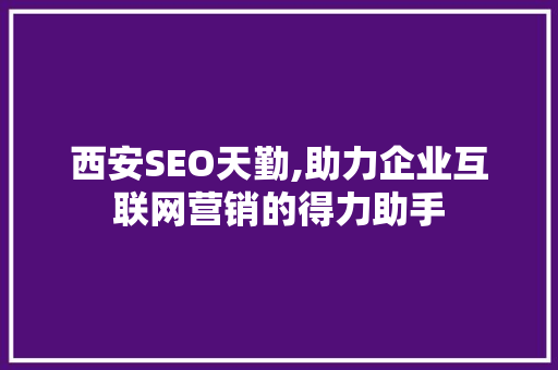 西安SEO天勤,助力企业互联网营销的得力助手