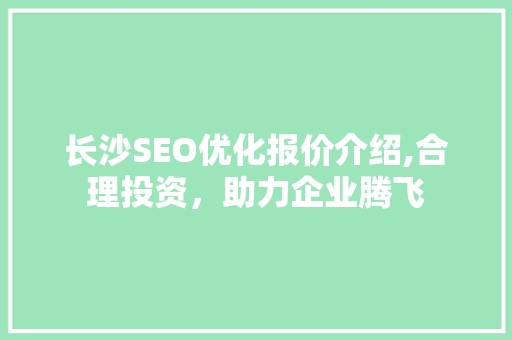 长沙SEO优化报价介绍,合理投资，助力企业腾飞