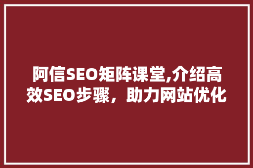 阿信SEO矩阵课堂,介绍高效SEO步骤，助力网站优化与排名提升
