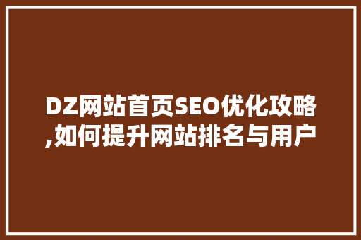 DZ网站首页SEO优化攻略,如何提升网站排名与用户体验