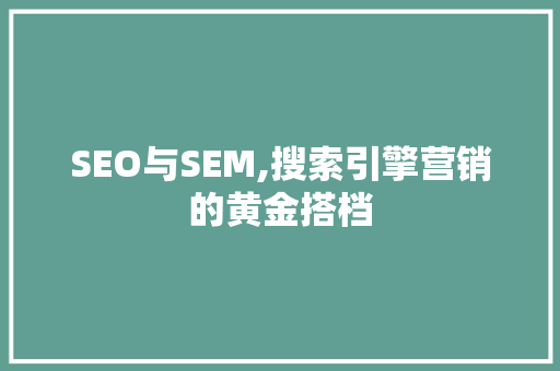 SEO与SEM,搜索引擎营销的黄金搭档