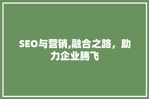 SEO与营销,融合之路，助力企业腾飞