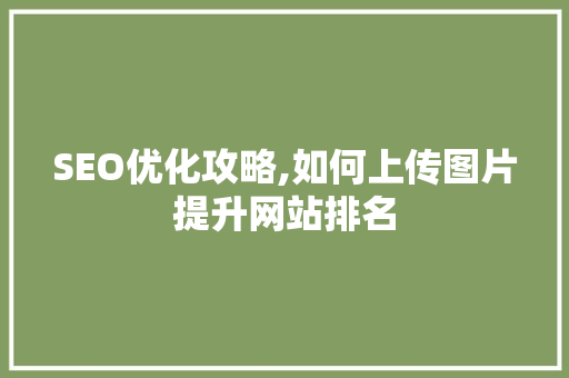 SEO优化攻略,如何上传图片提升网站排名