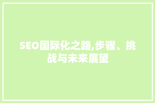 SEO国际化之路,步骤、挑战与未来展望