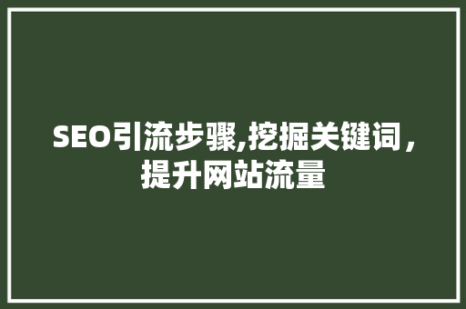 SEO引流步骤,挖掘关键词，提升网站流量