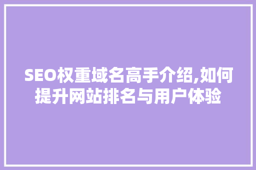 SEO权重域名高手介绍,如何提升网站排名与用户体验