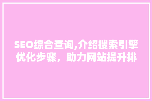 SEO综合查询,介绍搜索引擎优化步骤，助力网站提升排名