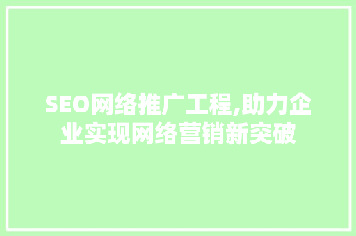 SEO网络推广工程,助力企业实现网络营销新突破