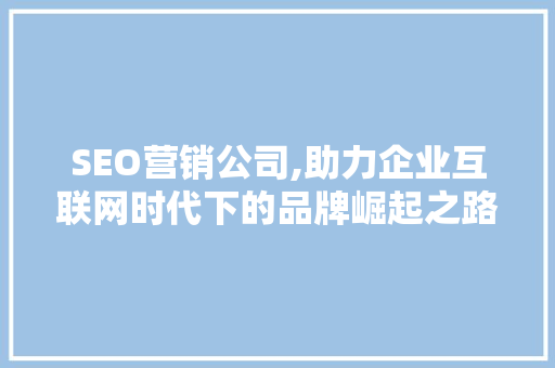 SEO营销公司,助力企业互联网时代下的品牌崛起之路