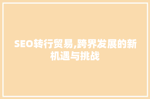 SEO转行贸易,跨界发展的新机遇与挑战