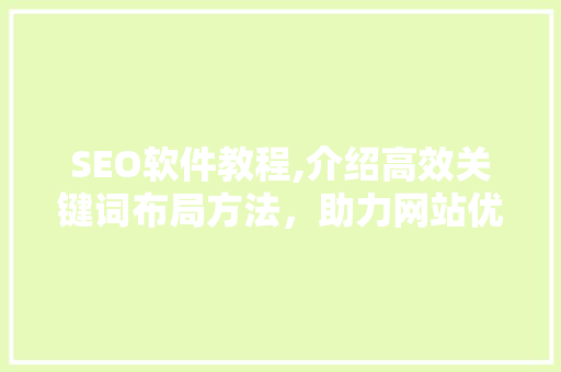 SEO软件教程,介绍高效关键词布局方法，助力网站优化
