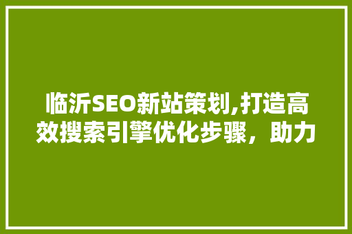 临沂SEO新站策划,打造高效搜索引擎优化步骤，助力企业腾飞