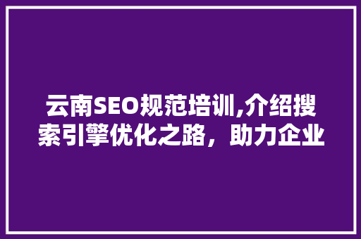 云南SEO规范培训,介绍搜索引擎优化之路，助力企业提升网络竞争力