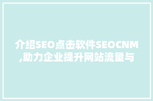 介绍SEO点击软件SEOCNM,助力企业提升网站流量与排名的秘密武器