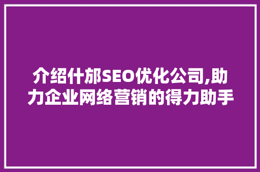 介绍什邡SEO优化公司,助力企业网络营销的得力助手