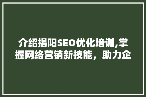 介绍揭阳SEO优化培训,掌握网络营销新技能，助力企业腾飞