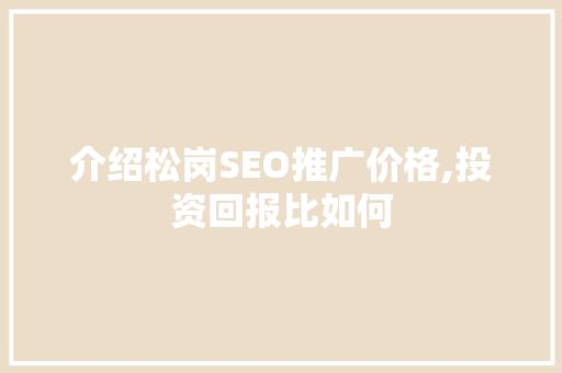 介绍松岗SEO推广价格,投资回报比如何