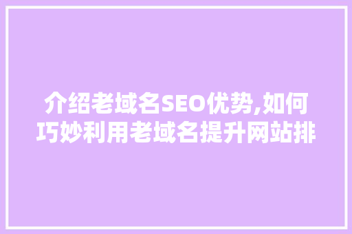 介绍老域名SEO优势,如何巧妙利用老域名提升网站排名
