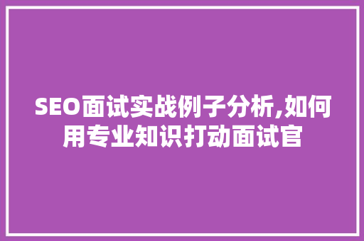 SEO面试实战例子分析,如何用专业知识打动面试官