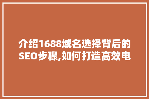 介绍1688域名选择背后的SEO步骤,如何打造高效电商网站