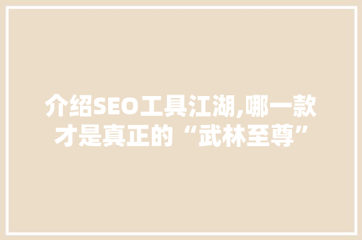 介绍SEO工具江湖,哪一款才是真正的“武林至尊”