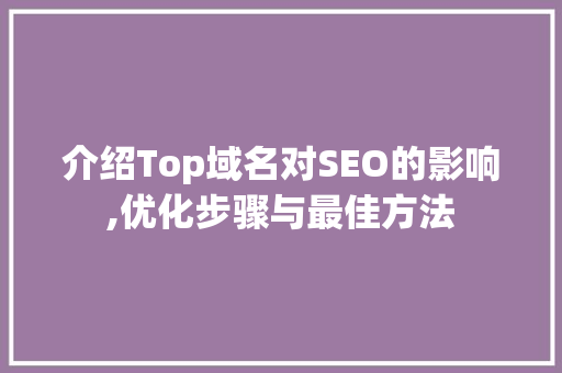 介绍Top域名对SEO的影响,优化步骤与最佳方法