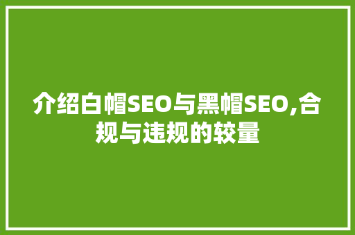 介绍白帽SEO与黑帽SEO,合规与违规的较量