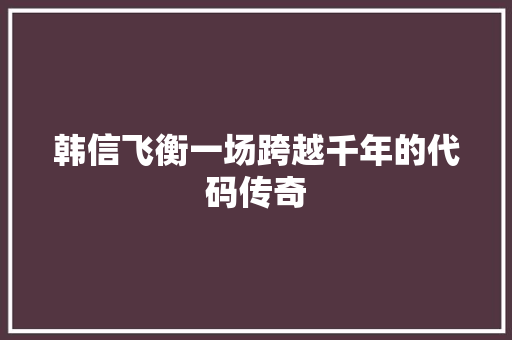韩信飞衡一场跨越千年的代码传奇