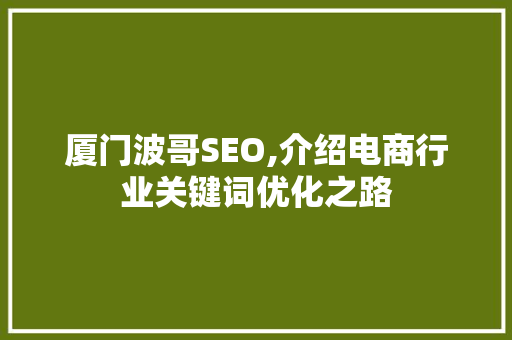 厦门波哥SEO,介绍电商行业关键词优化之路