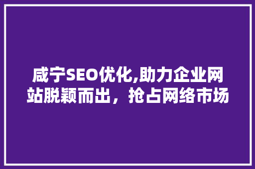 咸宁SEO优化,助力企业网站脱颖而出，抢占网络市场高地