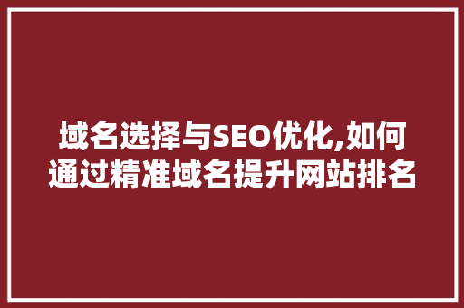 域名选择与SEO优化,如何通过精准域名提升网站排名
