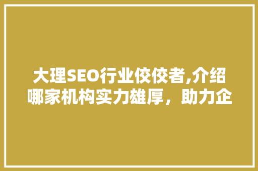 大理SEO行业佼佼者,介绍哪家机构实力雄厚，助力企业腾飞