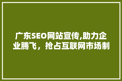 广东SEO网站宣传,助力企业腾飞，抢占互联网市场制高点