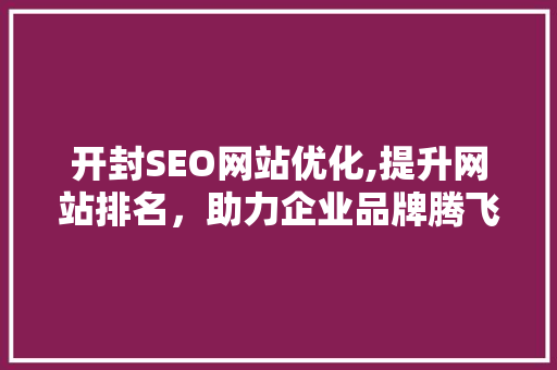 开封SEO网站优化,提升网站排名，助力企业品牌腾飞