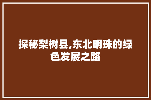 探秘梨树县,东北明珠的绿色发展之路