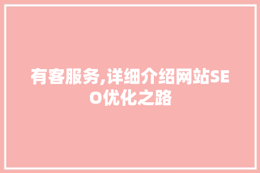 有客服务,详细介绍网站SEO优化之路