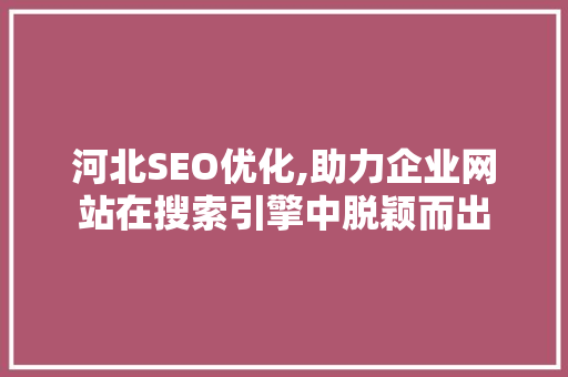 河北SEO优化,助力企业网站在搜索引擎中脱颖而出