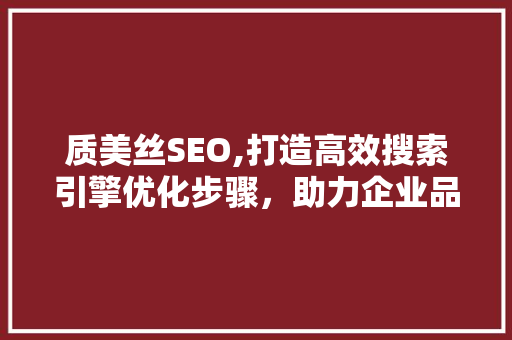 质美丝SEO,打造高效搜索引擎优化步骤，助力企业品牌腾飞