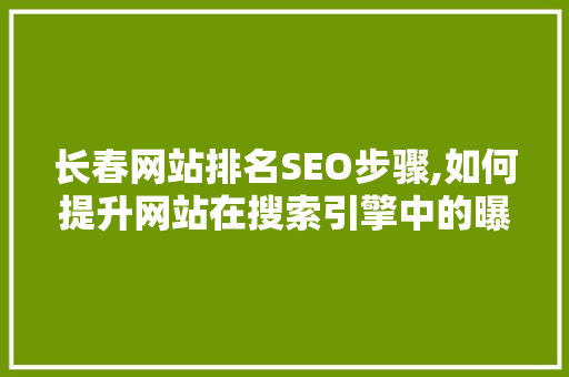 长春网站排名SEO步骤,如何提升网站在搜索引擎中的曝光度