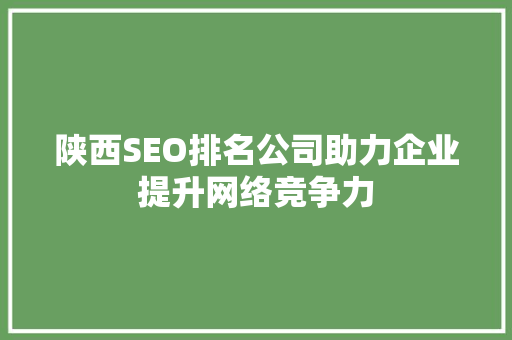 陕西SEO排名公司助力企业提升网络竞争力  第1张